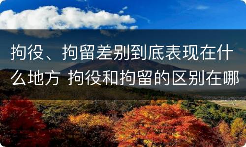 拘役、拘留差别到底表现在什么地方 拘役和拘留的区别在哪里