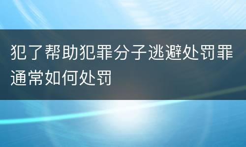 犯了帮助犯罪分子逃避处罚罪通常如何处罚