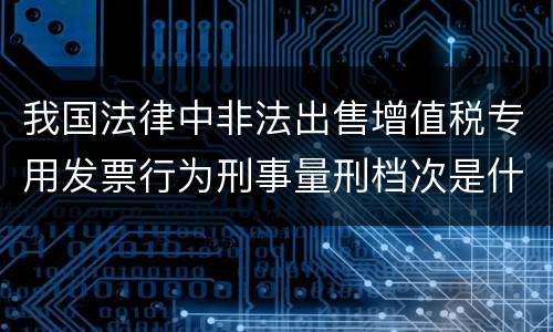 我国法律中非法出售增值税专用发票行为刑事量刑档次是什么