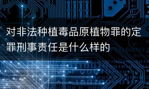 对非法种植毒品原植物罪的定罪刑事责任是什么样的
