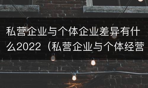 私营企业与个体企业差异有什么2022（私营企业与个体经营企业的区别）