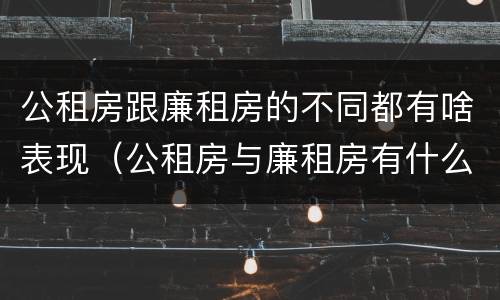 公租房跟廉租房的不同都有啥表现（公租房与廉租房有什么不同）
