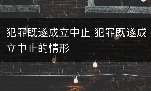 犯罪既遂成立中止 犯罪既遂成立中止的情形