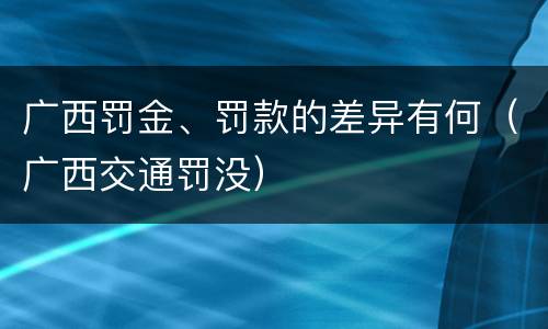 广西罚金、罚款的差异有何（广西交通罚没）