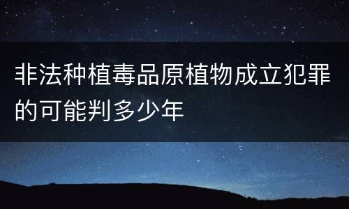 非法种植毒品原植物成立犯罪的可能判多少年