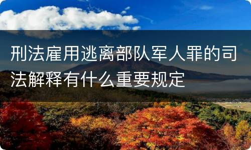 刑法雇用逃离部队军人罪的司法解释有什么重要规定