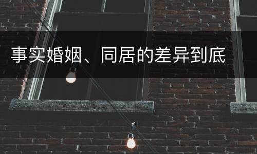事实婚姻、同居的差异到底