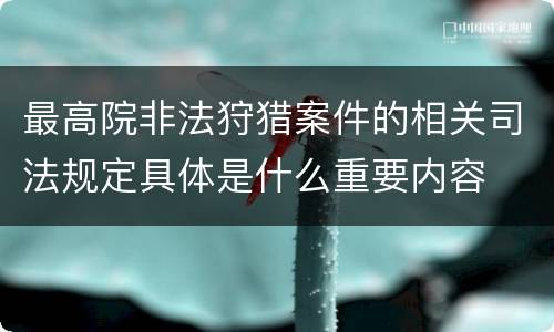 最高院非法狩猎案件的相关司法规定具体是什么重要内容