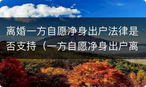 离婚一方自愿净身出户法律是否支持（一方自愿净身出户离婚手续麻烦吗）
