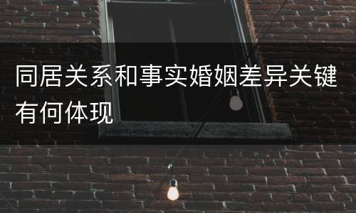 同居关系和事实婚姻差异关键有何体现