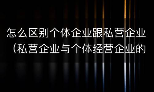 怎么区别个体企业跟私营企业（私营企业与个体经营企业的区别）