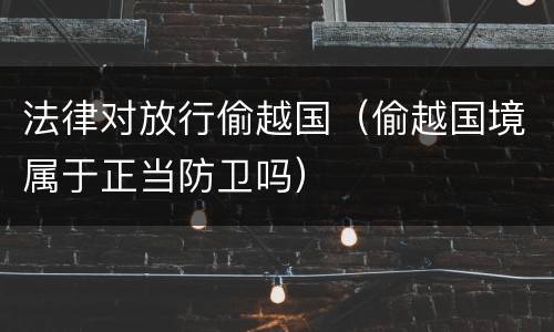 法律对放行偷越国（偷越国境属于正当防卫吗）