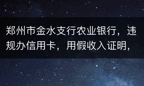 郑州市金水支行农业银行，违规办信用卡，用假收入证明，假行车证，没面签，办信用卡，