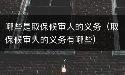 哪些是取保候审人的义务（取保候审人的义务有哪些）