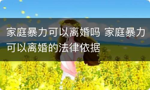 家庭暴力可以离婚吗 家庭暴力可以离婚的法律依据