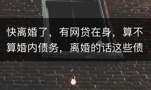 快离婚了，有网贷在身，算不算婚内债务，离婚的话这些债务夫妻共同承担吗