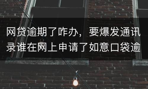 网贷逾期了咋办，要爆发通讯录谁在网上申请了如意口袋逾期了