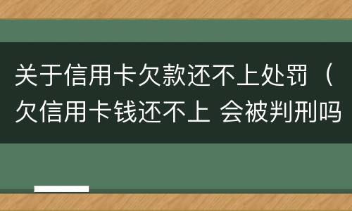 关于信用卡欠款还不上处罚（欠信用卡钱还不上 会被判刑吗?）