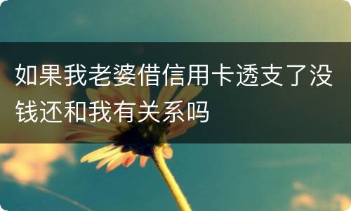 如果我老婆借信用卡透支了没钱还和我有关系吗