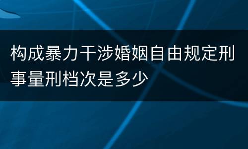 构成暴力干涉婚姻自由规定刑事量刑档次是多少