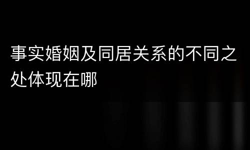 事实婚姻及同居关系的不同之处体现在哪