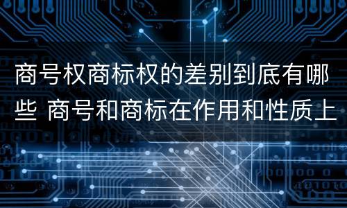 商号权商标权的差别到底有哪些 商号和商标在作用和性质上的区别