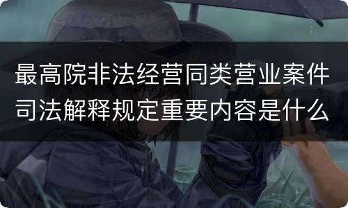 最高院非法经营同类营业案件司法解释规定重要内容是什么