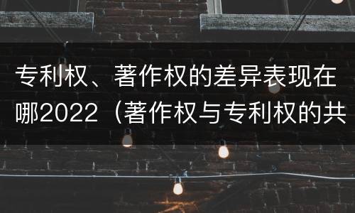 专利权、著作权的差异表现在哪2022（著作权与专利权的共性有）