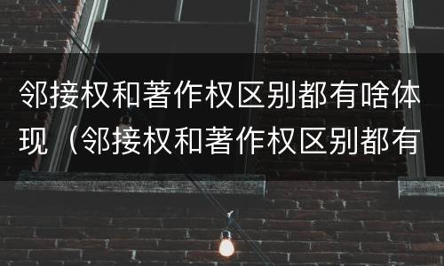 邻接权和著作权区别都有啥体现（邻接权和著作权区别都有啥体现呢）