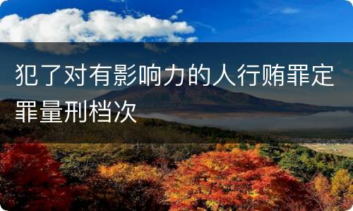 犯了对有影响力的人行贿罪定罪量刑档次