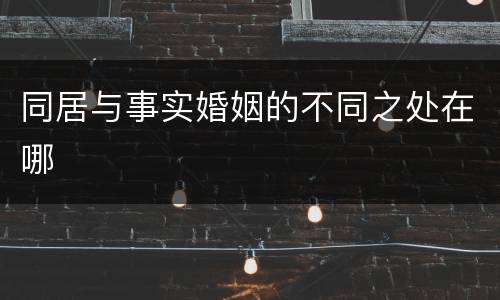 同居与事实婚姻的不同之处在哪