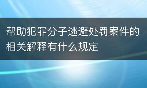 帮助犯罪分子逃避处罚案件的相关解释有什么规定