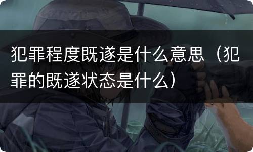 犯罪程度既遂是什么意思（犯罪的既遂状态是什么）