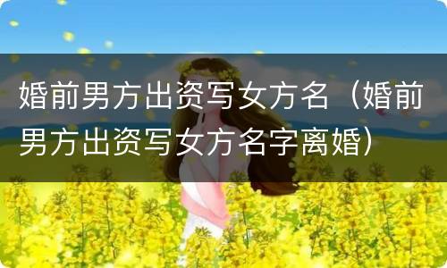 婚前男方出资写女方名（婚前男方出资写女方名字离婚）