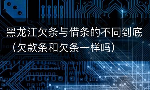 黑龙江欠条与借条的不同到底（欠款条和欠条一样吗）