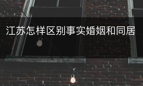 江苏怎样区别事实婚姻和同居