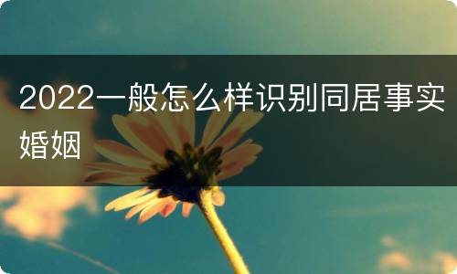 2022一般怎么样识别同居事实婚姻