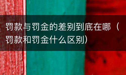 罚款与罚金的差别到底在哪（罚款和罚金什么区别）