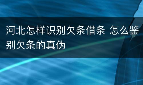 河北怎样识别欠条借条 怎么鉴别欠条的真伪