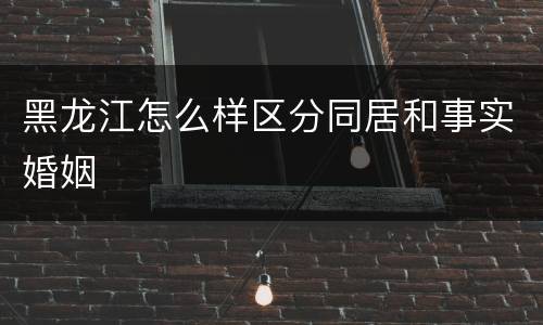 黑龙江怎么样区分同居和事实婚姻