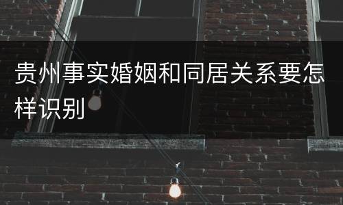 贵州事实婚姻和同居关系要怎样识别