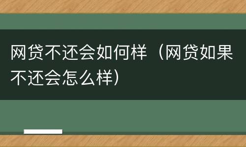 网贷不还会如何样（网贷如果不还会怎么样）