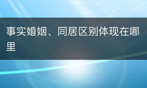 事实婚姻、同居区别体现在哪里