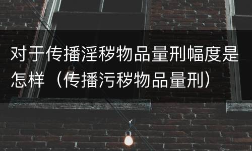 对于传播淫秽物品量刑幅度是怎样（传播污秽物品量刑）