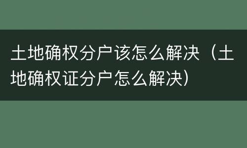 土地确权分户该怎么解决（土地确权证分户怎么解决）