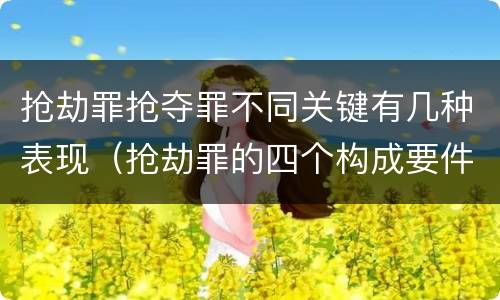 抢劫罪抢夺罪不同关键有几种表现（抢劫罪的四个构成要件）