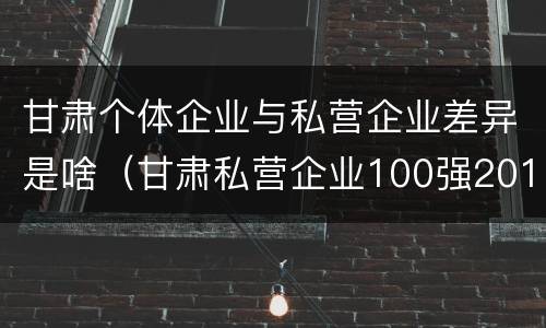 甘肃个体企业与私营企业差异是啥（甘肃私营企业100强2018）
