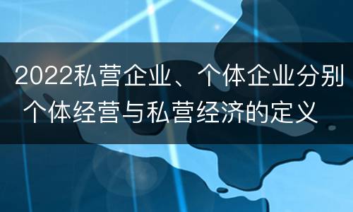 2022私营企业、个体企业分别 个体经营与私营经济的定义