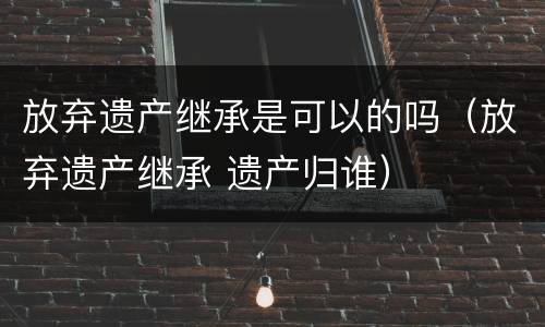 放弃遗产继承是可以的吗（放弃遗产继承 遗产归谁）