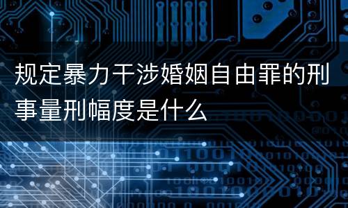 规定暴力干涉婚姻自由罪的刑事量刑幅度是什么